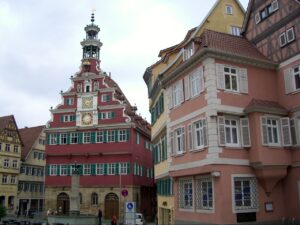 town hall, town hall square, houses